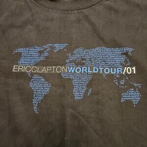 Vintage 2001 Winterland Eric Clapton Music Short Sleeve Tee Black Size XL